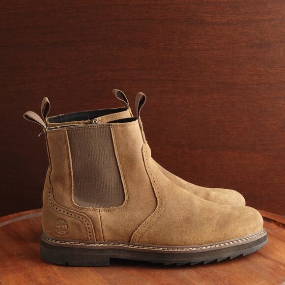 Timberland Boots Mens SZ 8 Brown Squall Canyon Chelsea Waterproof Pull On Suede - Picture 1 of 15